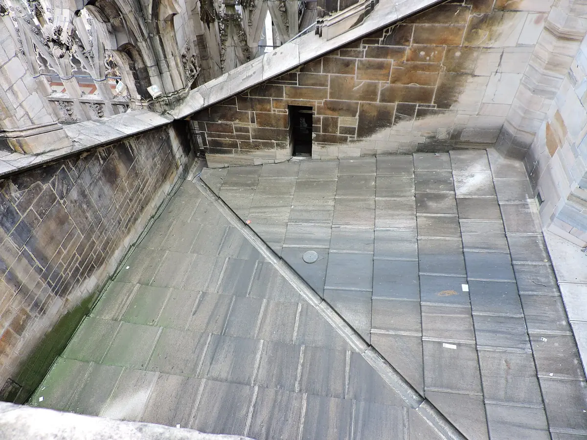 Marble slabs of the sloping cathedral roof