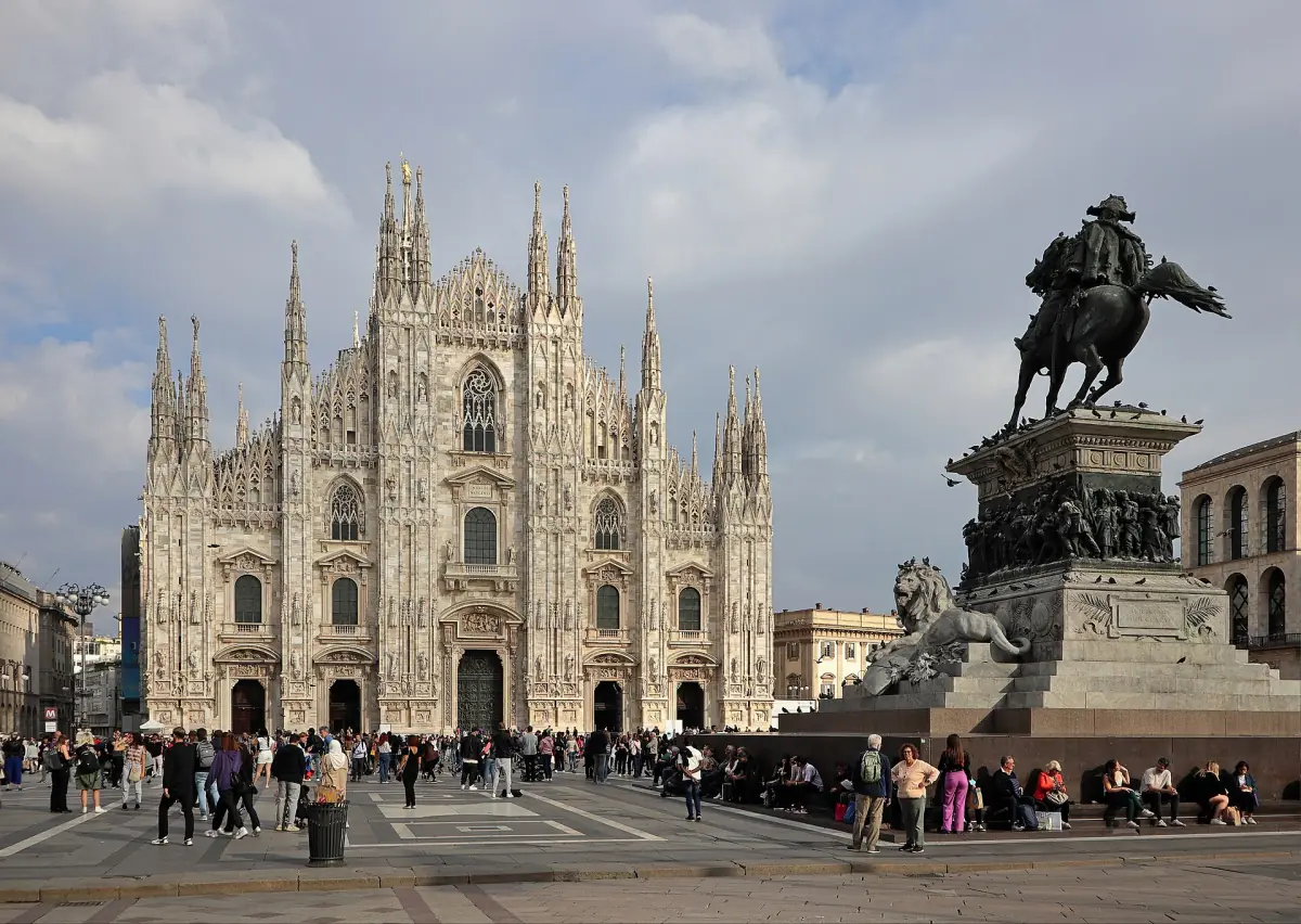 The Duomo and the equestrian monument to Vittorio Emanuele II