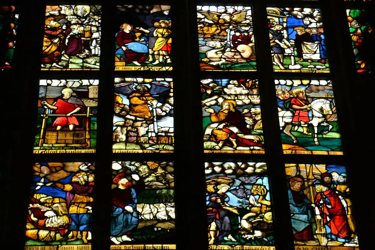 Fifteenth-century apse windows showing the Apocalypse
