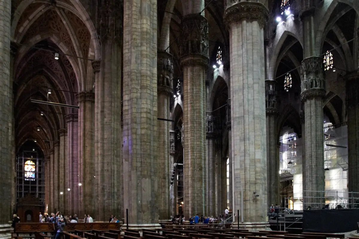 A side aisle inside Milan Cathedral