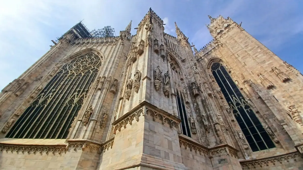 Side wall and windows of Milan Cathedral