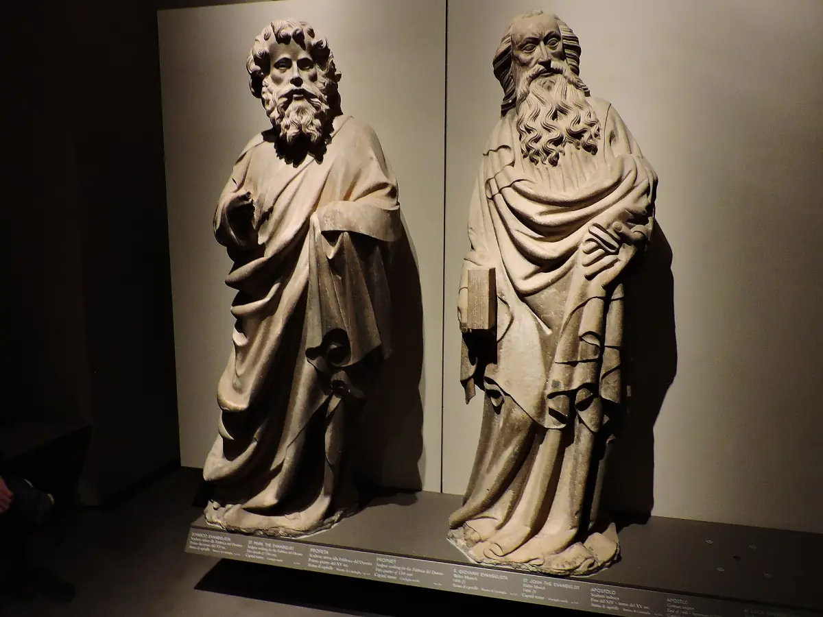 Two stone saints in the Duomo Museum