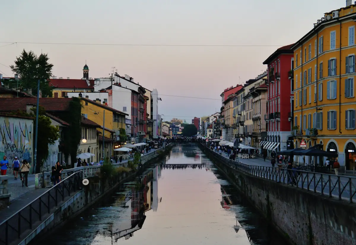 Naviglio Grande canal in the evening
